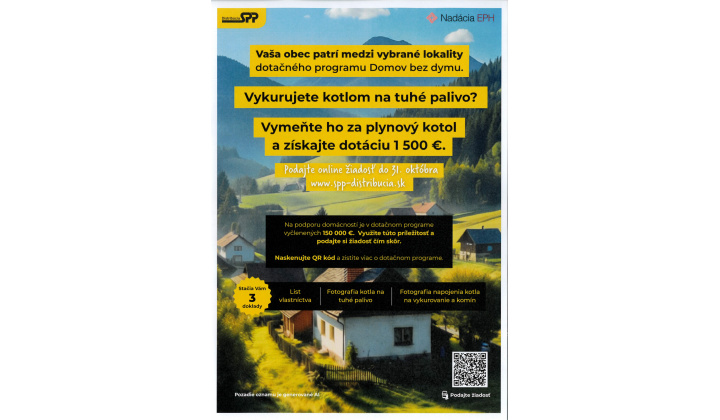 Domov bez dymu - vymeňte kotol na pevné palivo za plynový kondenzačný kotol .