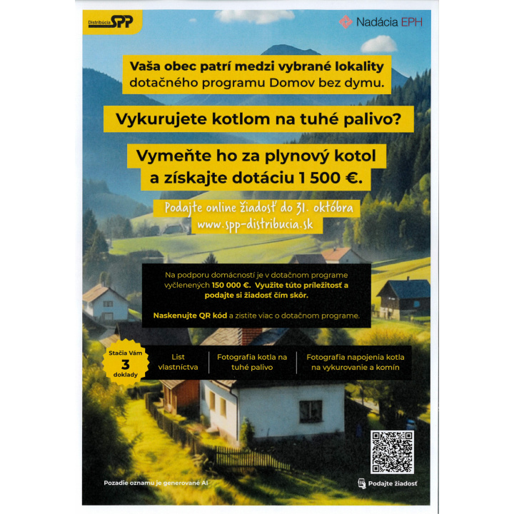 Domov bez dymu - vymeňte kotol na pevné palivo za plynový kondenzačný kotol .
