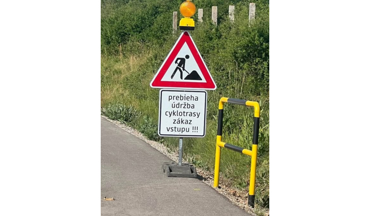 Upozornenie na prebiehajúcu intenzívnu údržbu cyklotrasy Rimavská Sobota - Poltár